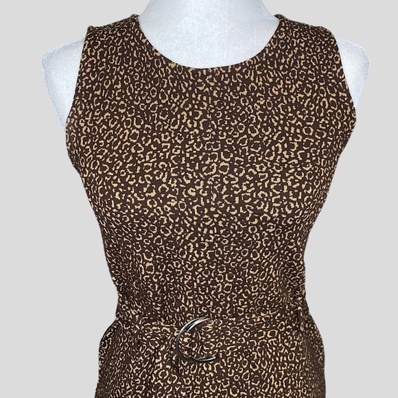 Ann Taylor Sleeveless Belted Leopard Stretch Animal Print Belt Top - Picture 2 of 9